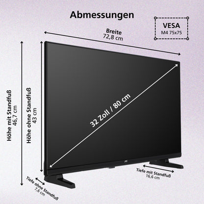 JVC LT-32VRH3555 Fernseher 32 Zoll HD-Ready Smart TV mit Fire TV