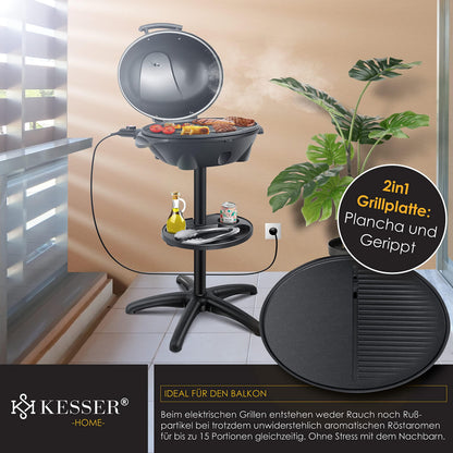 KESSER Elektrogrill 2in1 Tischgrill & Standgrill mit Deckel 2400 W