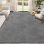 Enyhom Wohnzimmerteppich Kurzflor 160x230cm – Grau. Grauer, rechteckiger Kurzflor-Teppich für das Wohnzimmer.