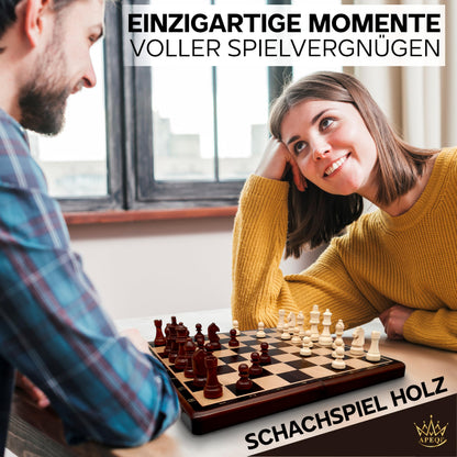 APEQi® Premium Schachspiel Holz magnetisch - 38x38cm