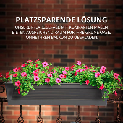 Plastard Milano Blumenkasten 3er Set, 100 cm, Anthrazit