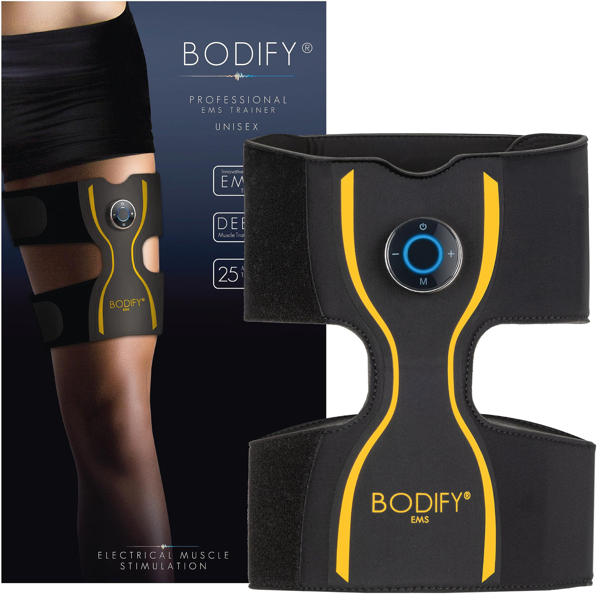 Bodify EMS Beintrainer Pro – Elektrischer Muskeltrainer für Beine, Stimulationsgerät mit Akku
