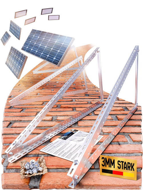 Lichtblicker Balkonkraftwerk Halterung 118 cm Alu für 2 Solarmodule – 3 mm Aluminiumprofile mit Edelstahlschrauben