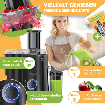 KESSER Zentrifugal Saftpresse 1100W, Edelstahl – Schwarz