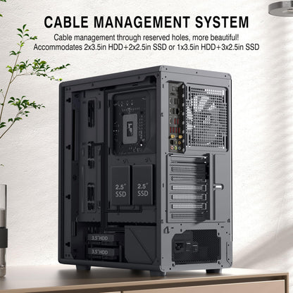 FOIFKIN M1 Gaming PC Gehäuse - Walnuss, 4 ARGB-Lüfter, Schwarz