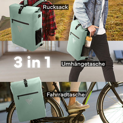 MIVELO Fahrradtasche Gepäckträger 3in1 wasserdicht Mint