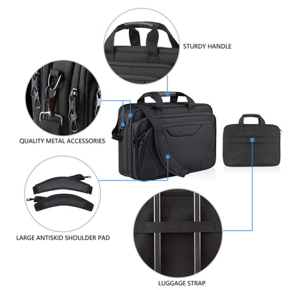 KROSER Laptoptasche 18 Zoll, erweiterbar, wasserabweisend
