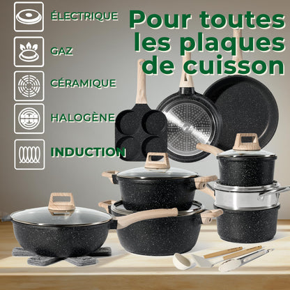JUST PERFECTO Induktions Kochgeschirr Set - 21-teilig Schwarz