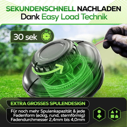 Heckenpracht Fadenkopf für Motorsense mit Stahlknauf, Tap & Go