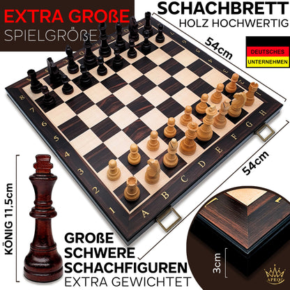 APEQi® Luxus Schachspiel Holz – Gross 54x54cm klappbar