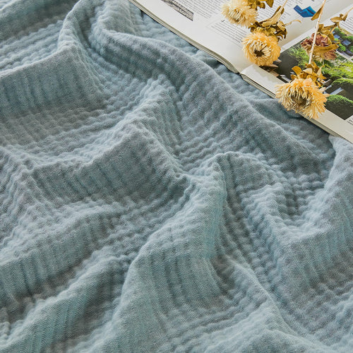 EMME Musselin Decke 150x200 cm Melange Türkis 4-lagig aus Baumwolle