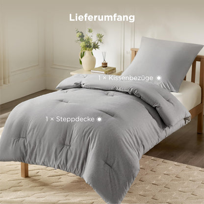 BEDSURE Bettdecke 135x200 cm mit Kissenbezug 80x80, Nebelgrau