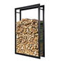 Loywe Kaminholzregal Metall - Schwarz 100x25x150cm (LW1087). Schwarzes, hohes Metallregal zum Lagern von Kaminholz.