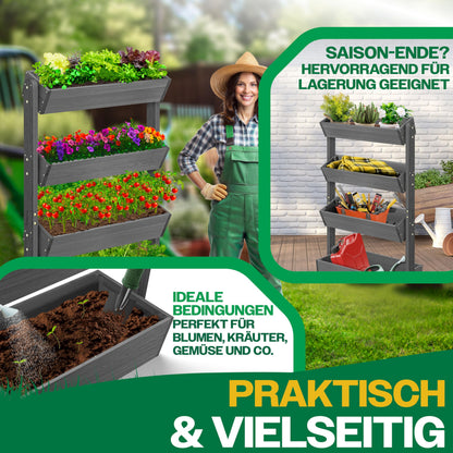 KESSER Hochbeet 4 Etagen, Blumentreppe aus Tannenholz, Anthrazit