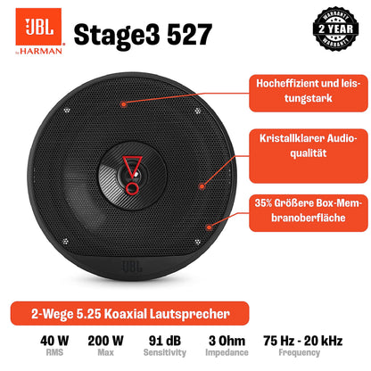 JBL Stage3 527 2-Wege Auto Lautsprecher Set - 13 cm
