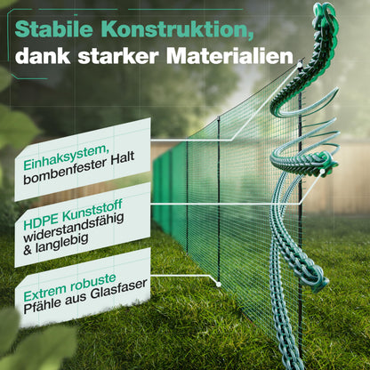 Smabix Mobiler Steckzaun 15 m x 90 cm, Komplett-Set Hundezaun