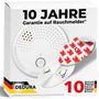 dedura Rauchmelder mit Magnethalterung, 10er Set, DIN EN 14604 – Klebemontage ohne Bohren