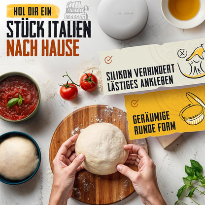 LOEWERK Pizzaballenbox 6er Set Silikon - Olive/Grau mit Spatel