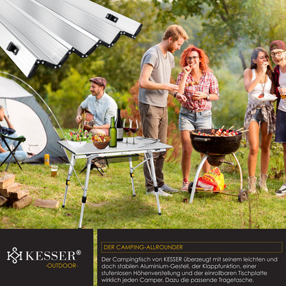 KESSER® Campingtisch faltbar aufrollbar 90x53cm - Silber