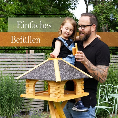 Deko-Shop-Hannusch Vogelhaus Solar & Ständer – Dach Stein anthrazit