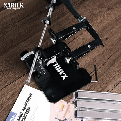 XARILK Messerschärfer Kit Aluminium Profi - 3 Diamantplatten Silber