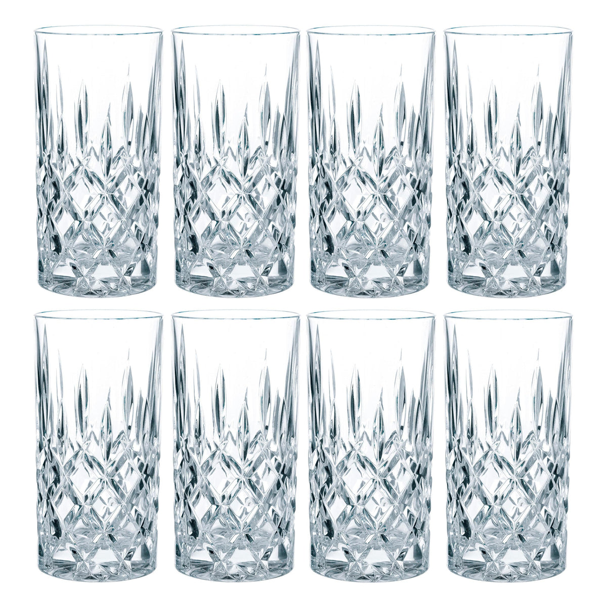 Nachtmann Noblesse Longdrinkglas Set, 8er Set, Kristallglas, 375 ml, klare Gläser mit edlem Schliff
