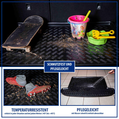 ELMASLINE Skoda Karoq Fussmatten & Wanne Set – Vertiefter Ladeboden