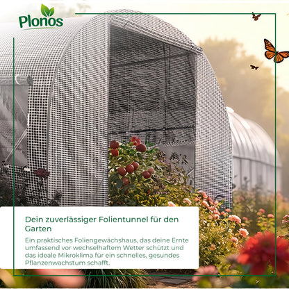 Plonos Gewächshaus Folientunnel 2 x 3,5 m, Stahlrahmen, 7 m²