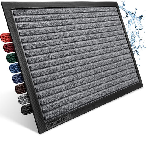 Bodenständig Fussmatte aussen 60x90 cm grau rutschfester Fussabtreter, gestreifte gewellte Oberfläche