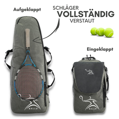 BALLO Tennisrucksack Tennistasche mit Schläger- und Schuhfach, grau