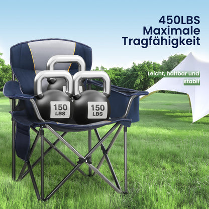 HIGH POINT SPORTS Campingstuhl faltbar 2er Set XXL gepolstert Blau