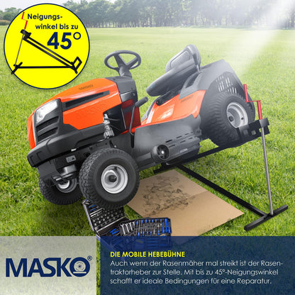 MASKO® XXL Rasentraktorheber 450kg Neigbar – Schwarz