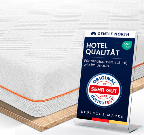 Premium Gel-Memory Matratzentopper 90x200cm - 7cm H2/H3. Weiß, rechteckig. Für Druckentlastung und Schlafkomfort.