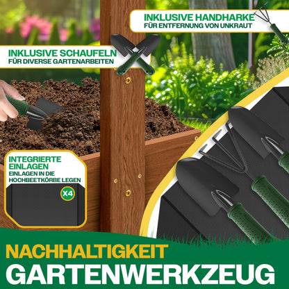 KESSER Hochbeet mit 4 Etagen, Tannenholz, Braun, inkl. Gartenvlies