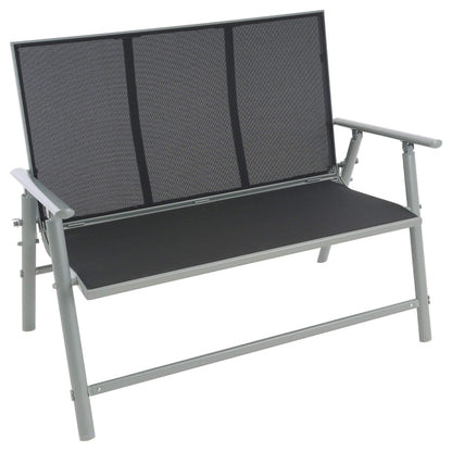 NEXOS Gartenbank 2-Sitzer mit grauer Textilene-Bespannung und hellgrauem Aluminiumrahmen