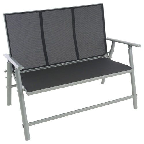 NEXOS Gartenbank 2-Sitzer mit grauer Textilene-Bespannung und hellgrauem Aluminiumrahmen