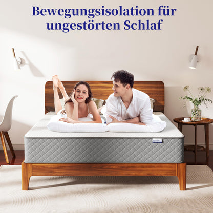 MOLPHIT Taschenfederkernmatratze 90x200 cm, Härtegrad H3/H4, 7 Zonen