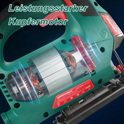 HYCHIKA Stichsäge 800W mit Laser, 110 mm Schnitttiefe, 6 Blätter
