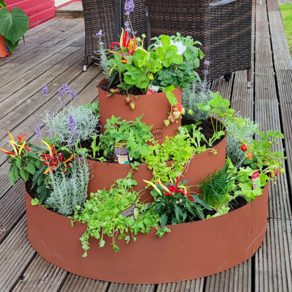UNUS Garden Kräuterspirale Edelrost, rundes Kräuterbeet, 3 Ebenen