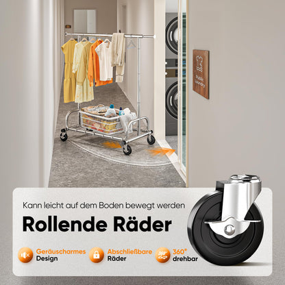 HOKEEPER Kleiderständer auf Rollen, Schwerlast, 136 kg Tragkraft