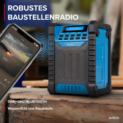 Audizio Jobsite Baustellenradio DAB+ mit Bluetooth, Akku und IP54