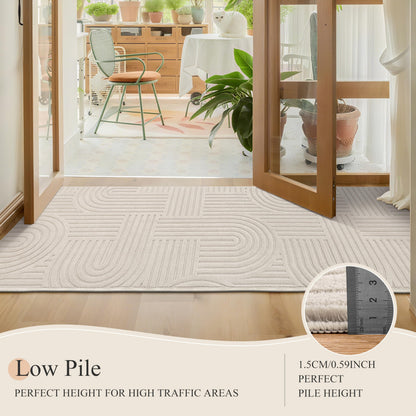 Enyhom Teppichläufer 80x300 cm, waschbar und rutschfest, beige