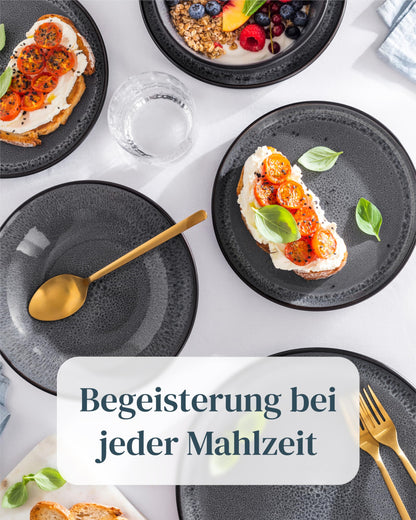 Pure Living Ibiza Steingut Geschirrset – 6 Pers. 24tlg. Grau