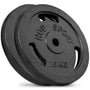 Hop-Sport Gusseisen Hantelscheiben Set 30 kg – 31 mm Lochdurchmesser. Dunkelgraue, runde Gusseisenscheiben zur Gewichtsbeladung von Hantelstangen.