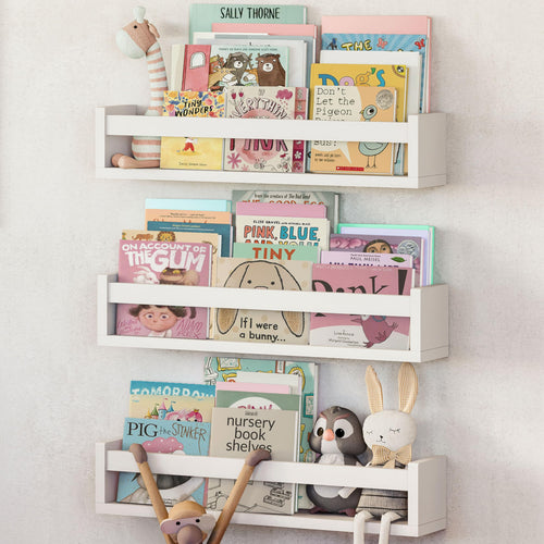 NATURE SUPPLIES Bücherregal Kinder 3er-Set, Wandregal, weiss aus Holz zur Aufbewahrung von Büchern