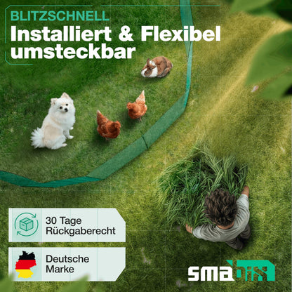 Smabix Mobiler Steckzaun 15 m x 90 cm, Komplett-Set Hundezaun