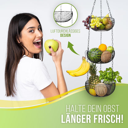 BS Obstkorb hängend – Hängekorb für Obst und Gemüse, schwarz