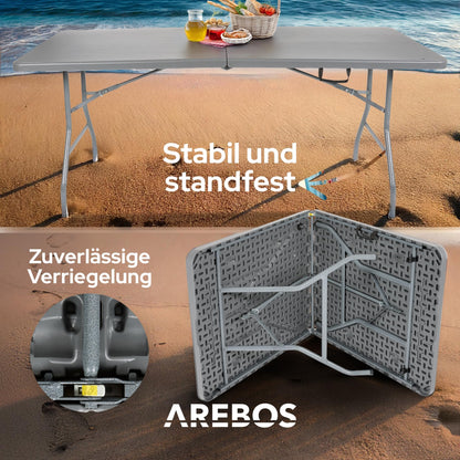 Arebos Buffettisch Klapptisch – 182x74cm Anthrazit wetterfest