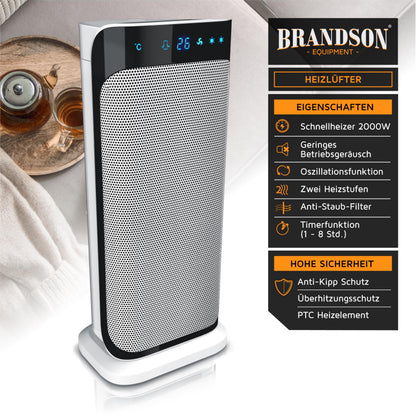 Brandson Keramik-Heizlüfter 2000 W mit Fernbedienung und Oszillation