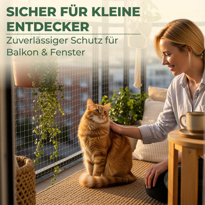 WOOWOOD Katzennetz Balkon, drahtverstärkt, wetterfest, 4x3 m